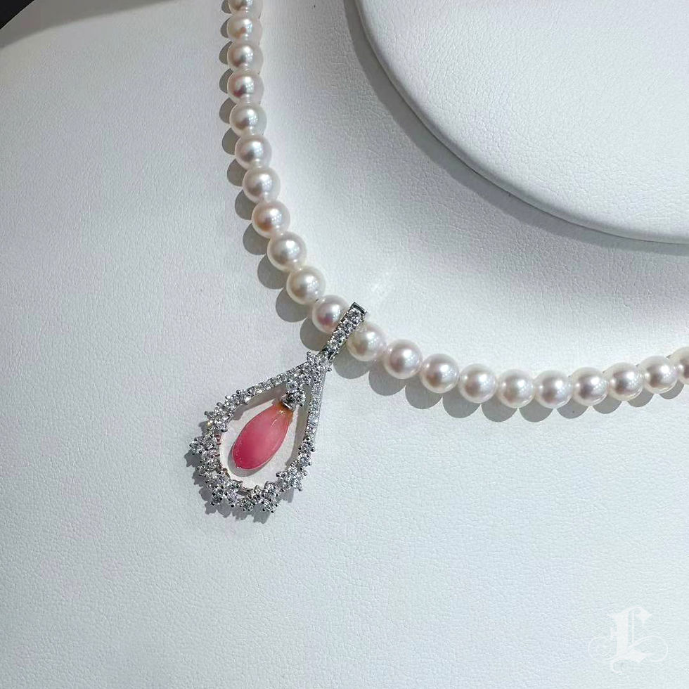 Miniaturbild: Conchéa — Flame Petal Conch Pearl Diamond Convertible Pendant — 2.06ct