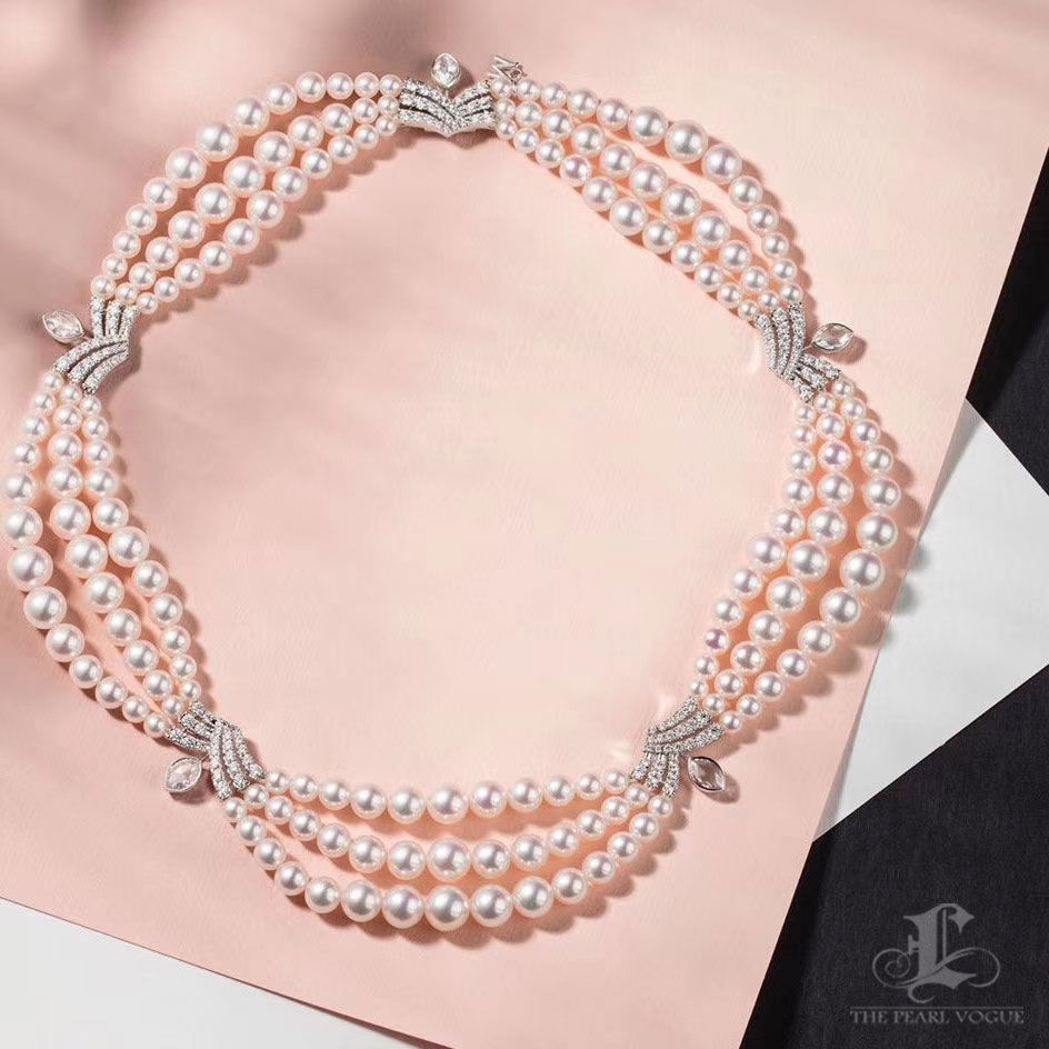 Thumbnail: Crown Radiance — Baby Akoya Pearl Triple Strand Necklace