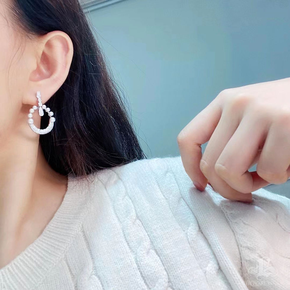 Thumbnail: Sculpted Geometry — Transformable Aurora Akoya Pearl & Diamond Earrings