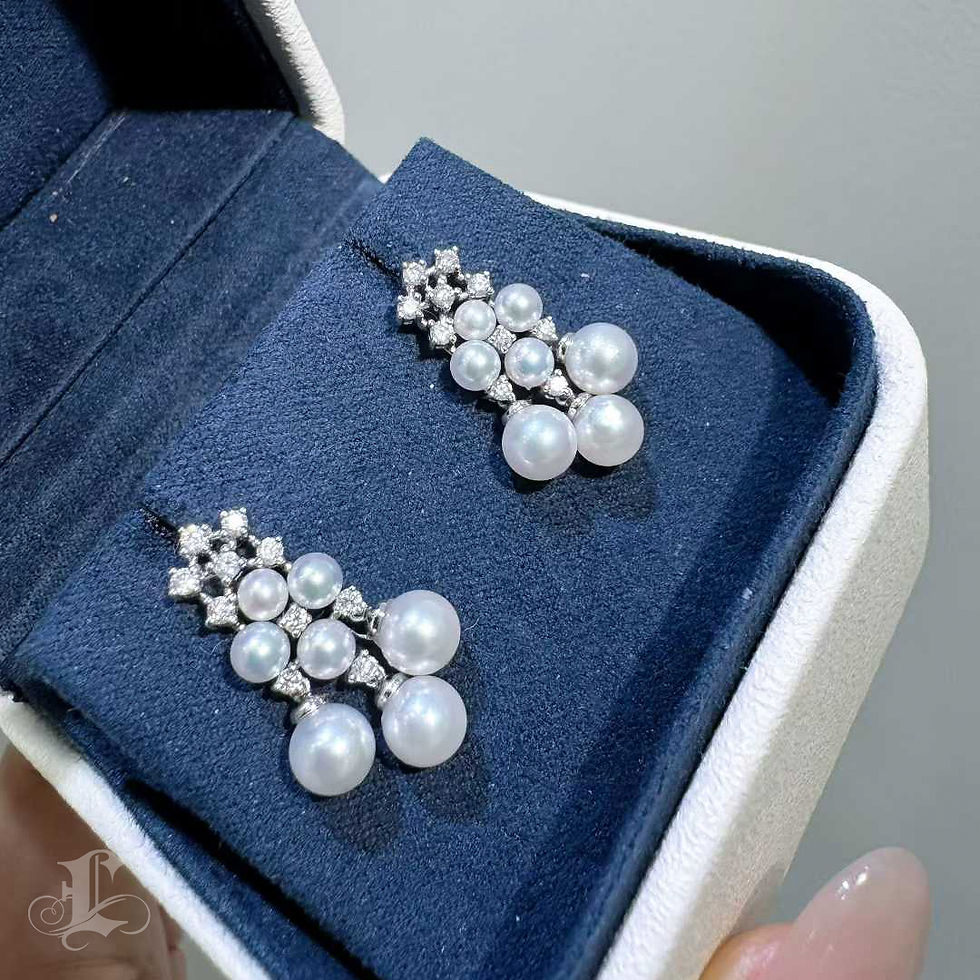 섬네일: Crown Radiance – Baby Akoya Diamond Cluster Earrings