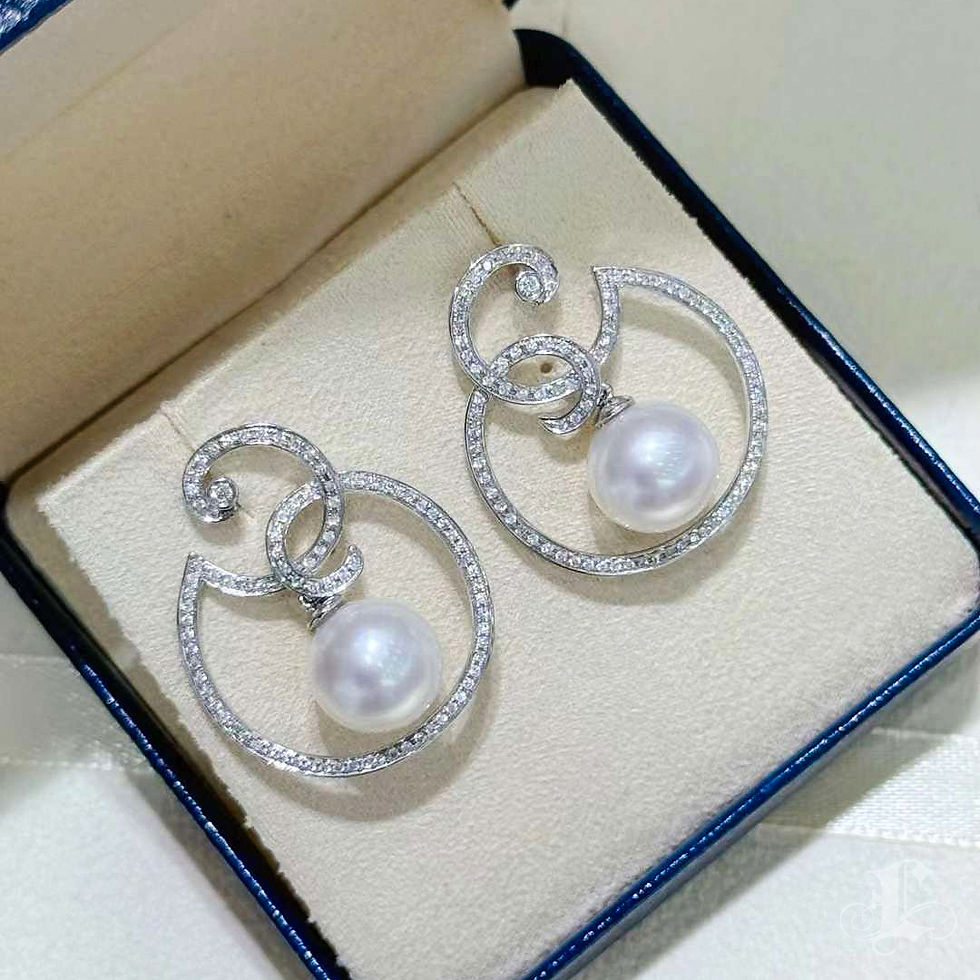 Miniature : Lustre Arc — Aurora 10–11mm South Sea Pearl Diamond Circle Earrings