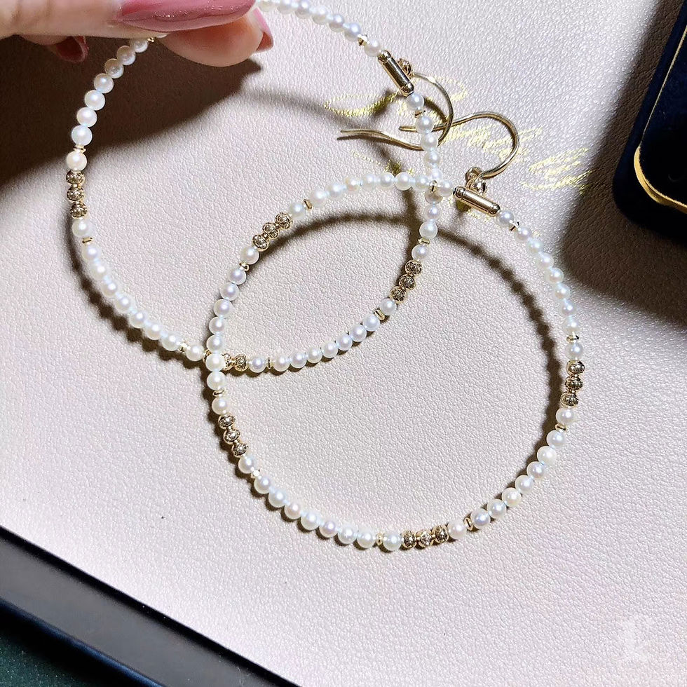 Прев'ю: Lustre Arc – Large Hoop Baby Akoya 18K Gold Earrings