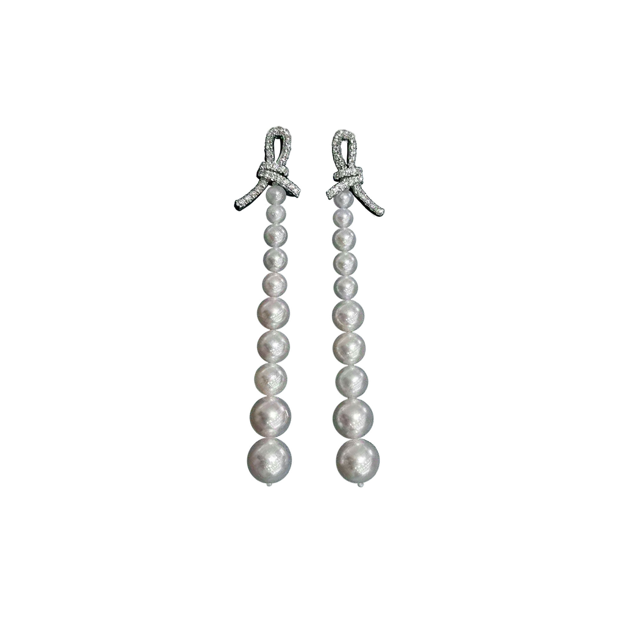 Lustre Arc — Akoya Pearl & Diamond Graduated Drop Earrings