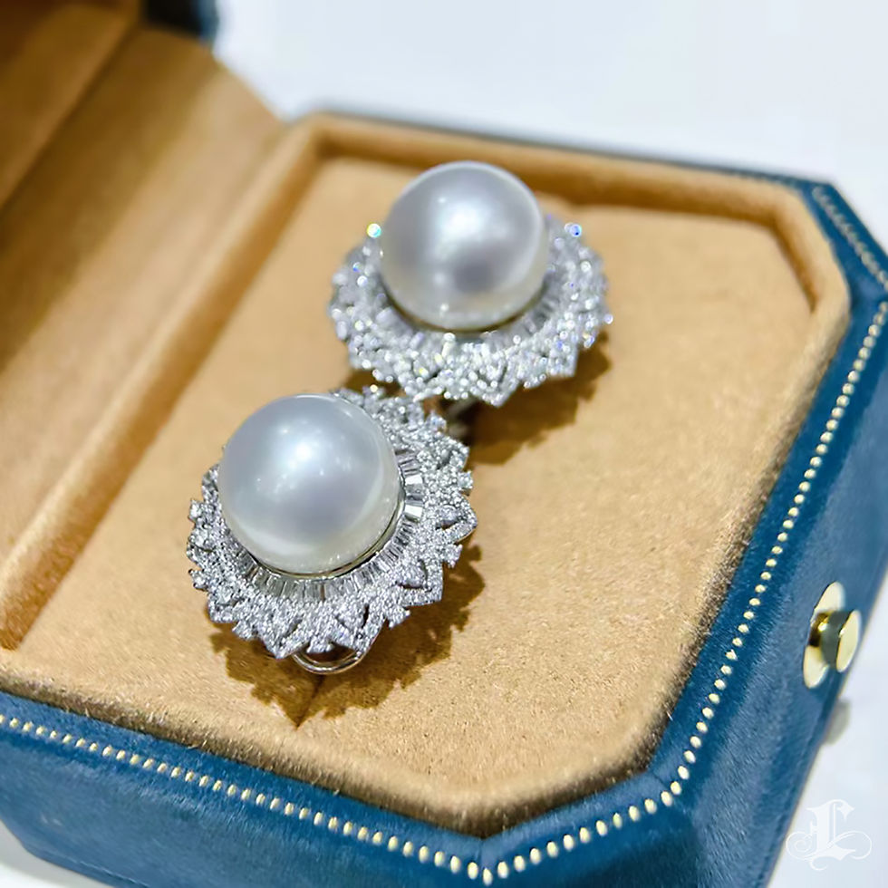 Miniatura: Crown Radiance — Diamond Halo South Sea Pearl Classic Earrings