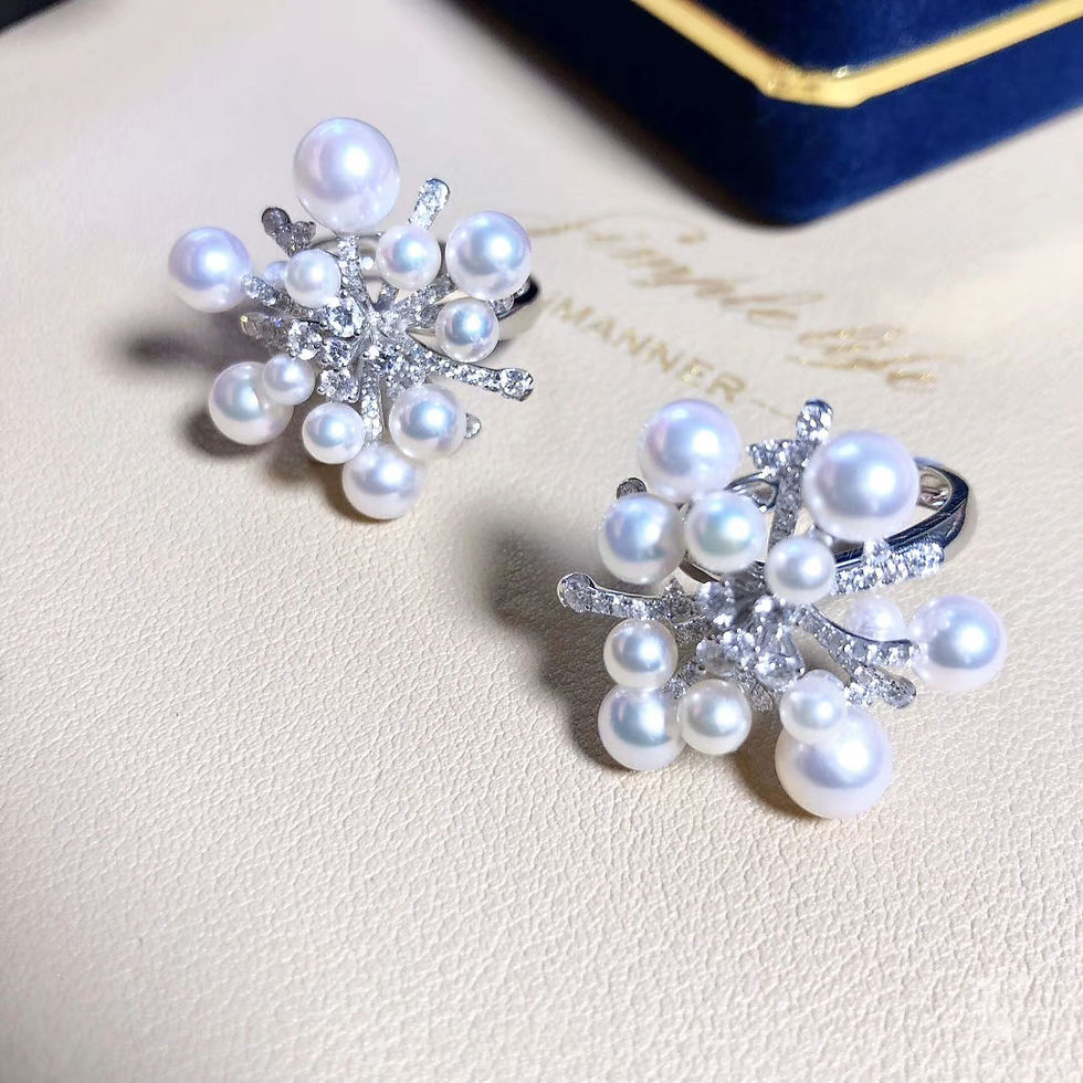 الصورة المصغرة: Crown Radiance – Aurora Burst Akoya Pearl & Diamond Statement Ring