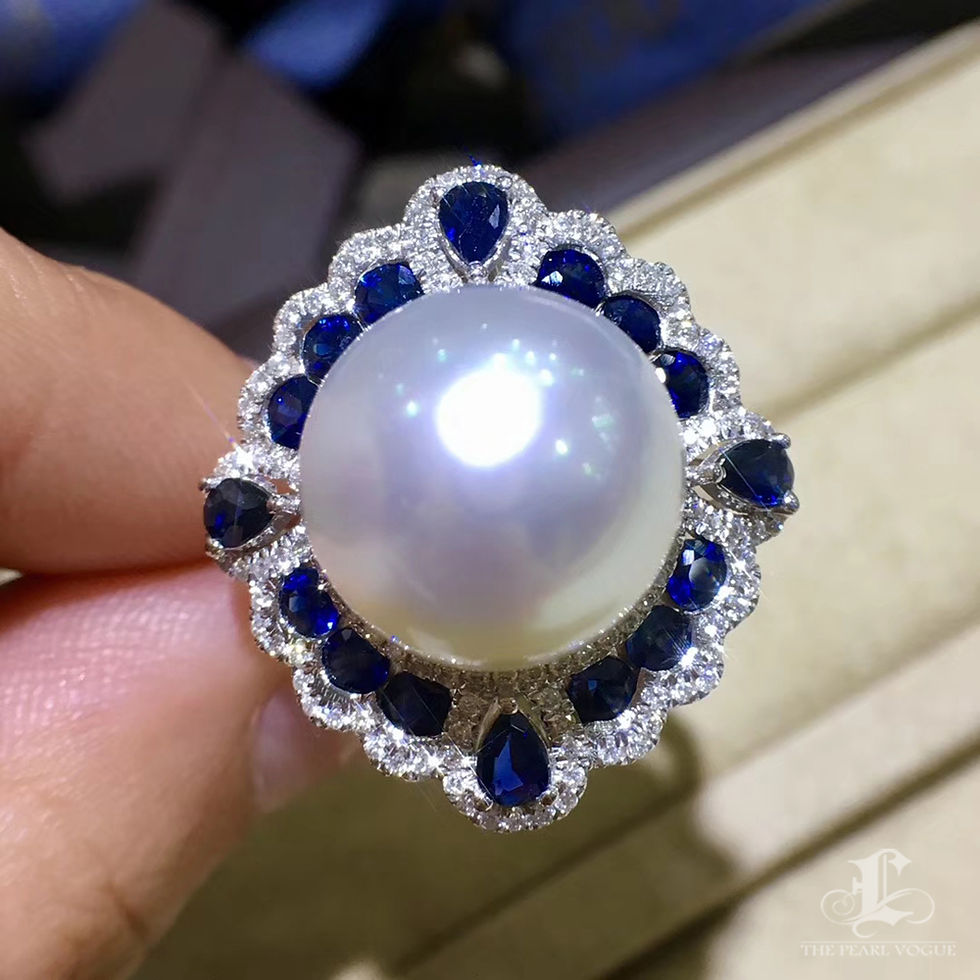 Thumbnail: Crown Radiance — Transformable Sapphire Diamond Aurora South Sea Pearl Ring Pend
