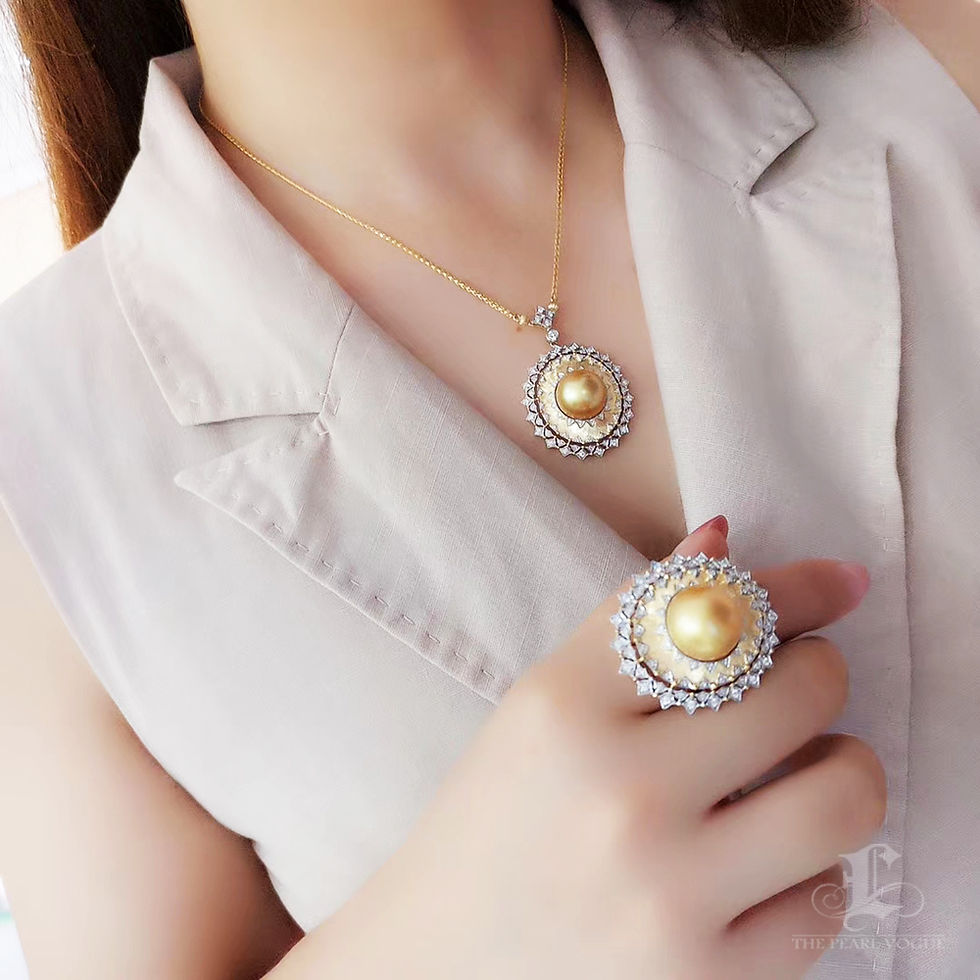 Miniatura: Crown Radiance — Golden South Sea Pearl Diamond Halo Pendant