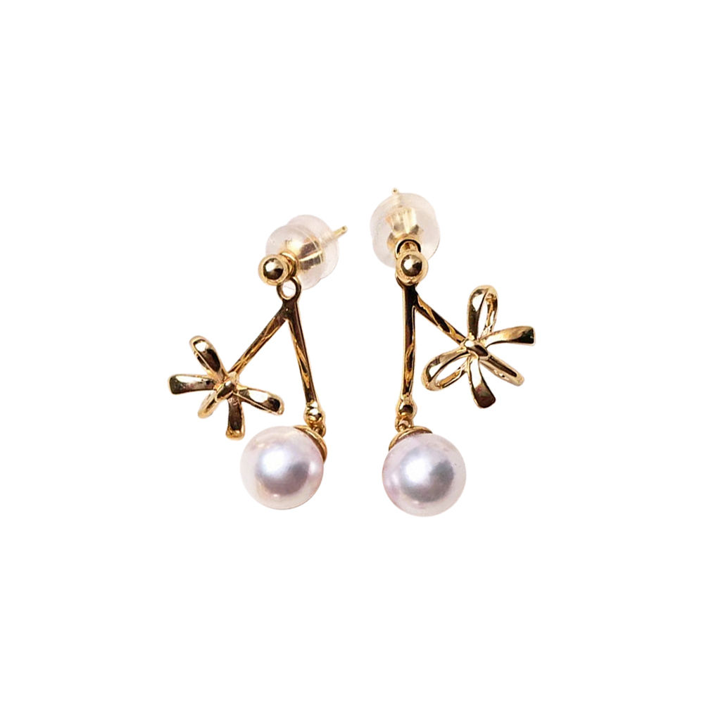 Petite Signature — Aurora Ribbon Convertible Akoya Pearl Earring Jackets