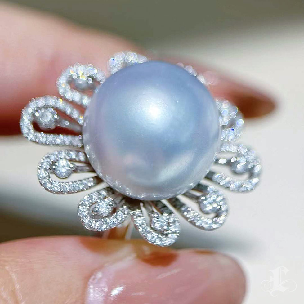 Thumbnail: Vine Symphony — Diamond Bloom South Sea Pearl Ring