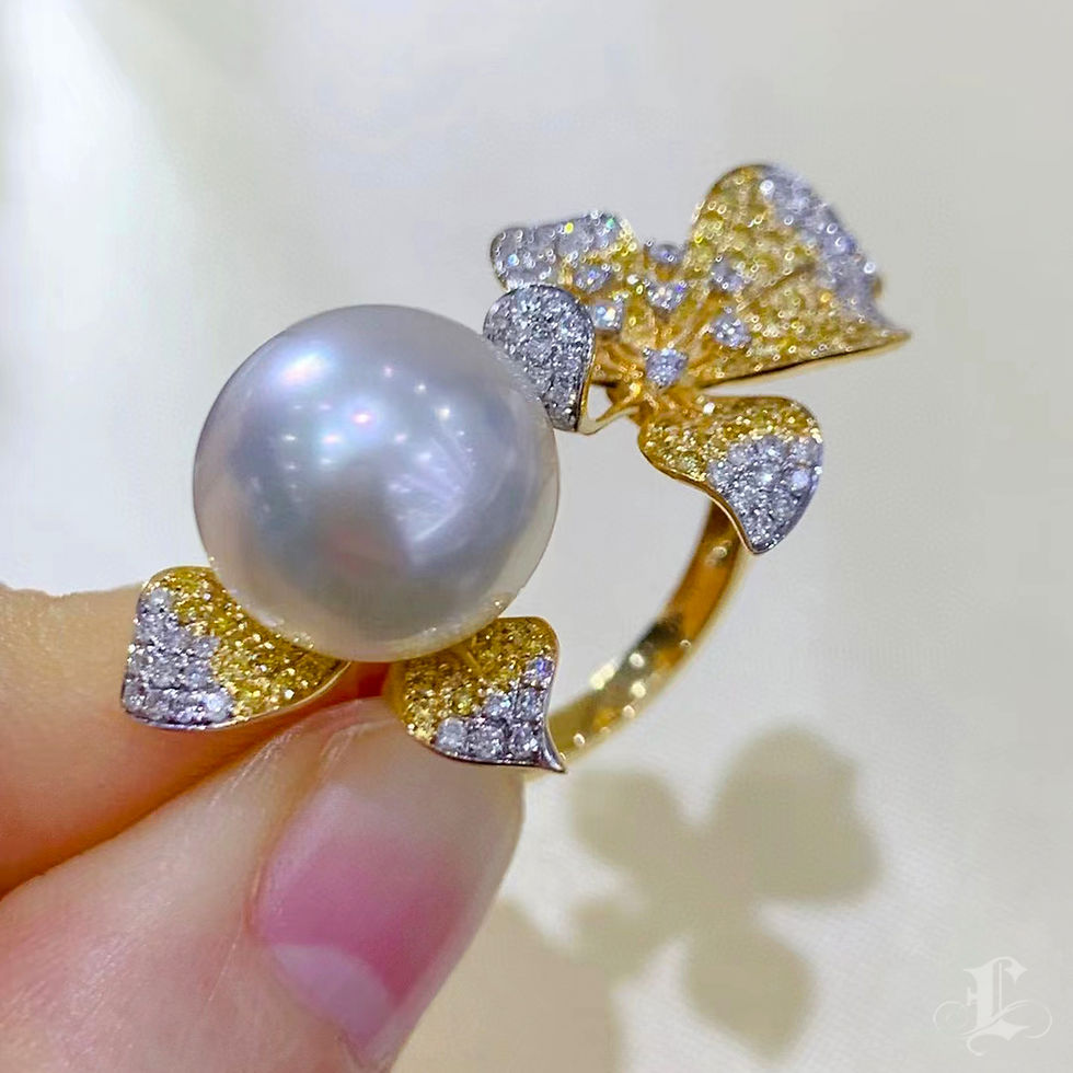 Miniatura: Vine Symphony — Golden Bloom South Sea Pearl Ring