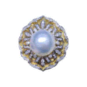 Crown Radiance — Royal Blossom South Sea Pearl & Diamond Ring in 18k Gold