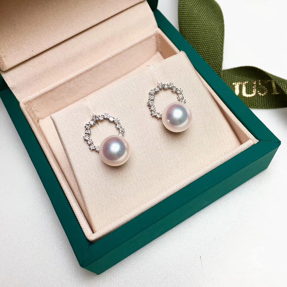 Thumbnail: Petite Signature — Diamond Arc Akoya Pearl Earrings in 18K White Gold
