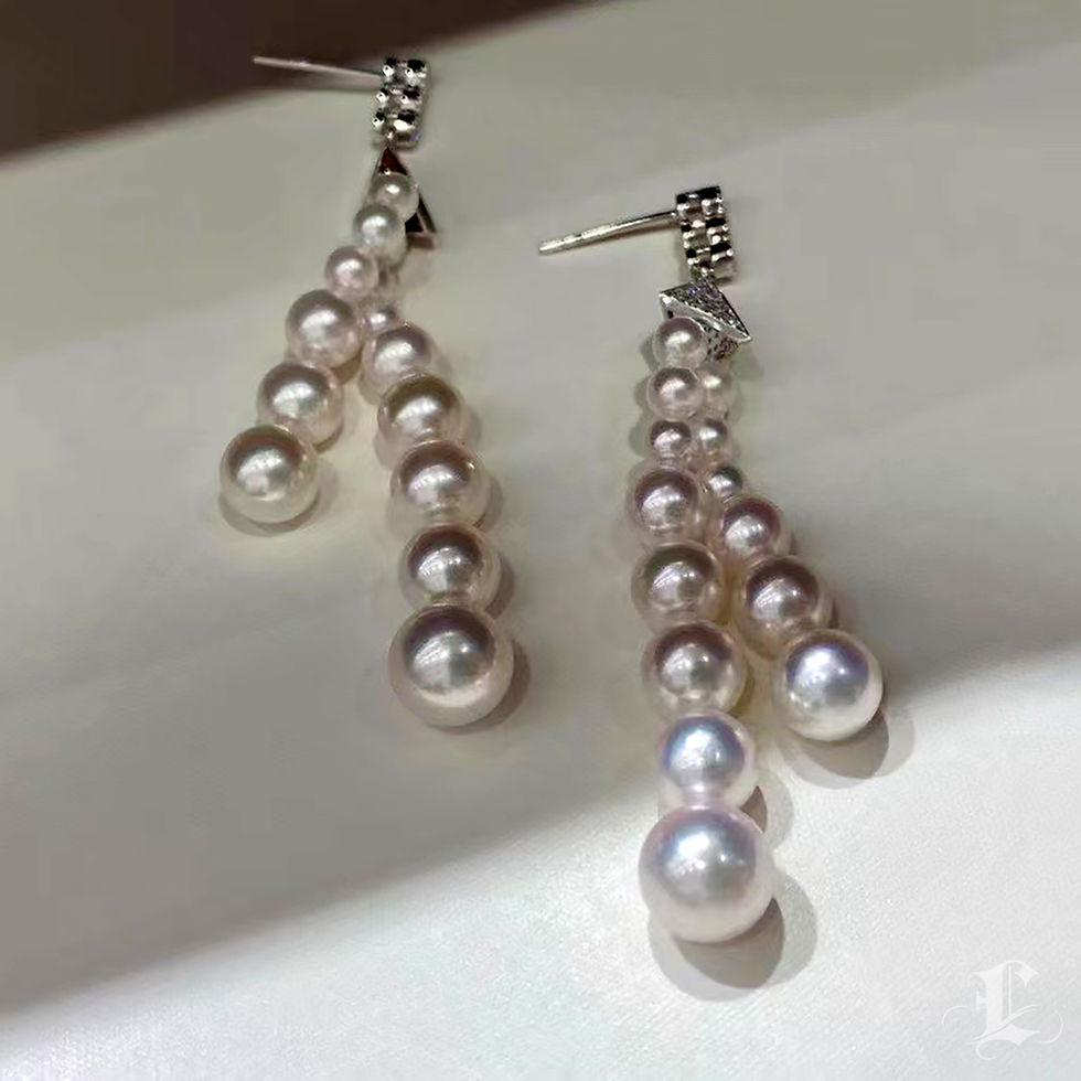 サムネイル： Crown Radiance — Aurora Akoya Pearl & Diamond Cascade Earrings