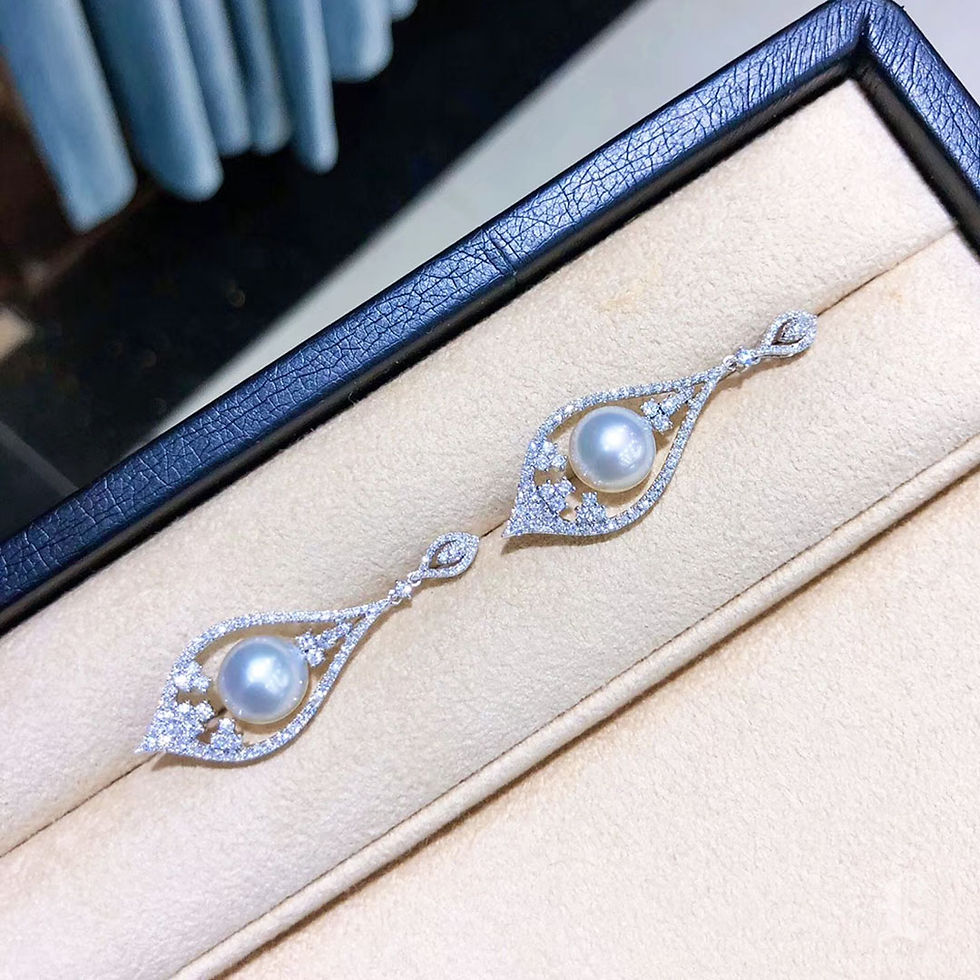 サムネイル： Crown Radiance — Aurora Canopy Diamond South Sea Pearl Earrings
