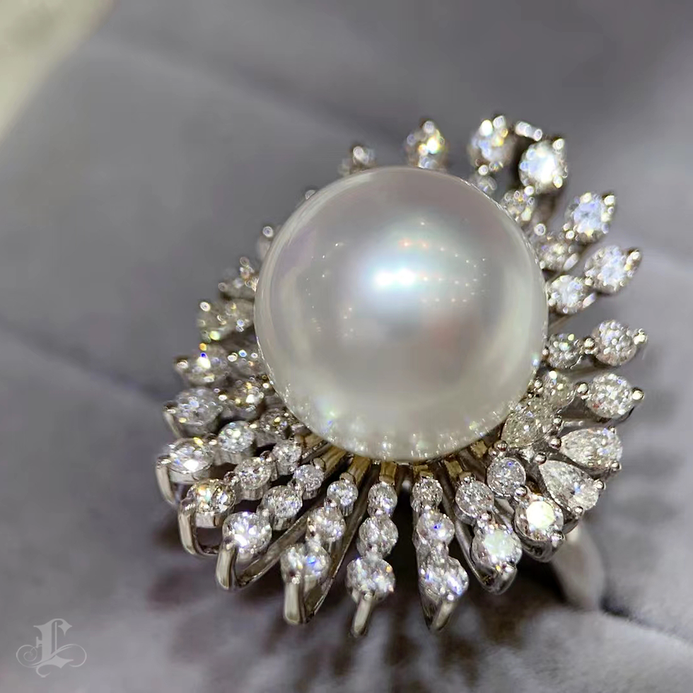 Thumbnail: Crown Radiance — Celestial South Sea Pearl & Diamond Transformable Ring Pendant