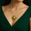 Miniatyrbild: 【Jādora】Imperial Garden Golden Pearl & Jade Floral Pendant