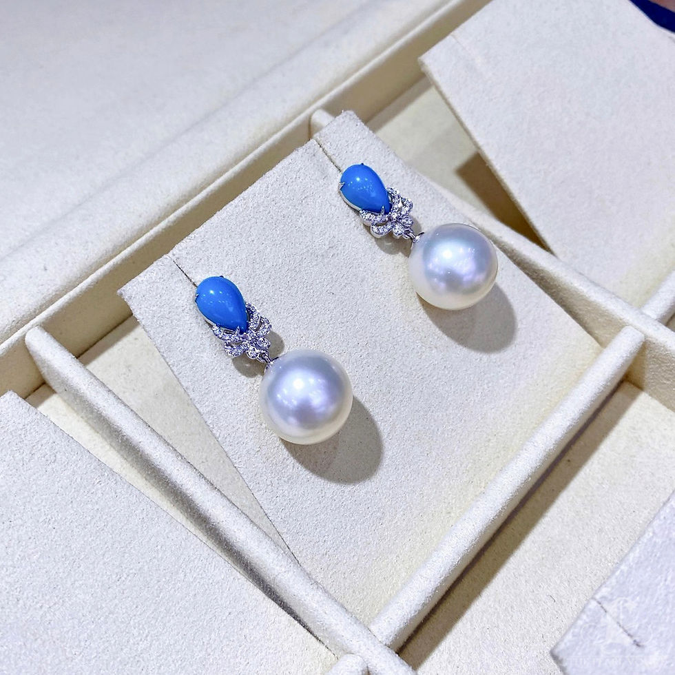 Прев'ю: Caelmare — Turquoise Crest South Sea Pearl Diamond Earrings