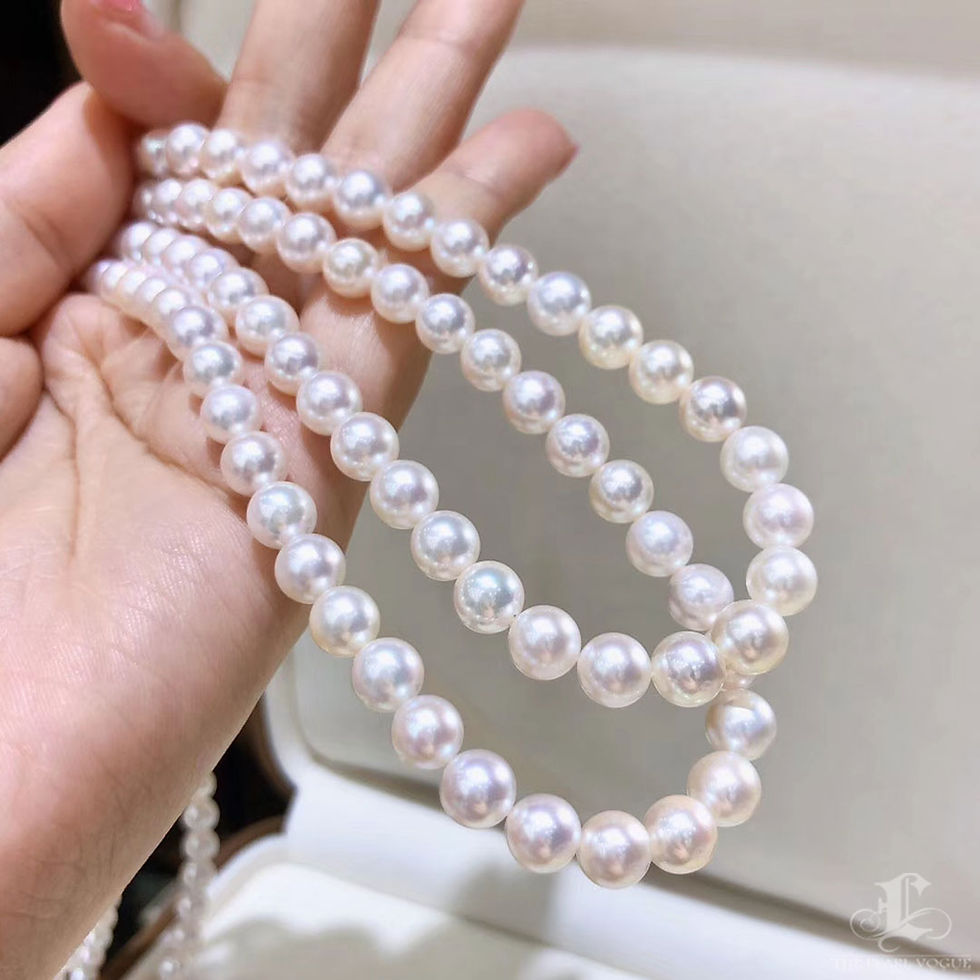 Thumbnail: Lustre Arc — Double Strand Akoya Pearl Necklace with Sapphire & Diamond Clasp