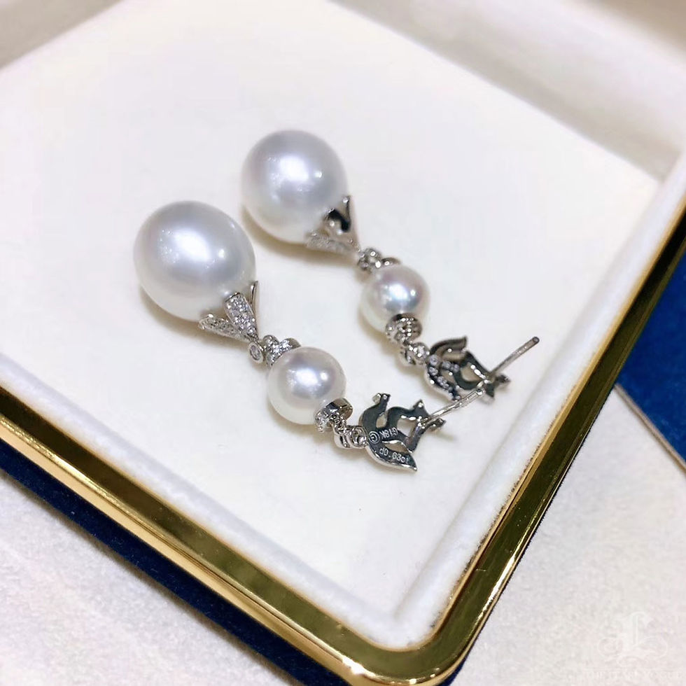 Miniaturbild: Crown Radiance — Dual Pearl Diamond Cascade Earrings