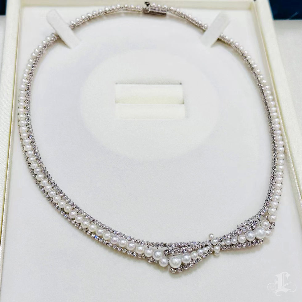 الصورة المصغرة: Crown Radiance — Diamond Aurora Baby Akoya Pearl High Jewelry Necklace