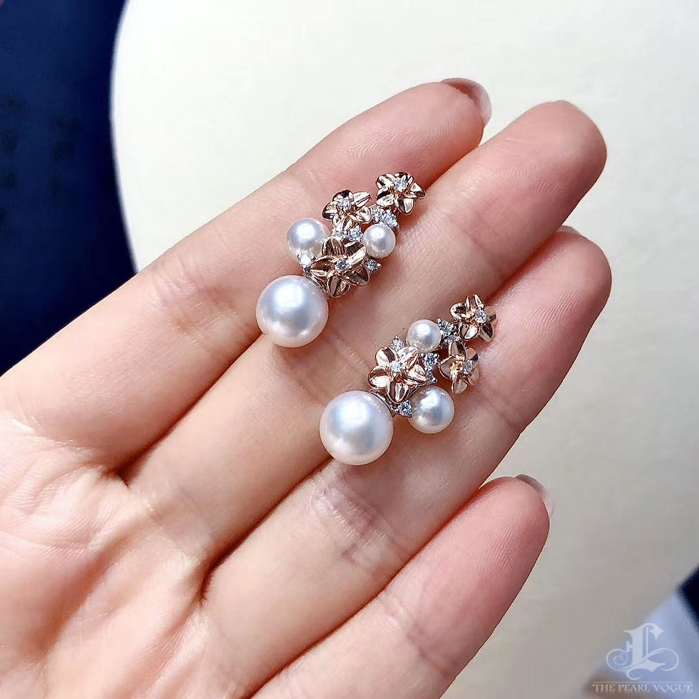 Miniature : Vine Symphony — Blossom Cascade Diamond & Aurora Akoya Pearl Earrings