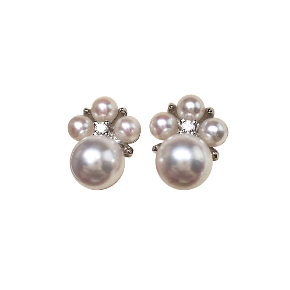 Petite Signature — Aurora Cluster Akoya Pearl & Diamond Earrings
