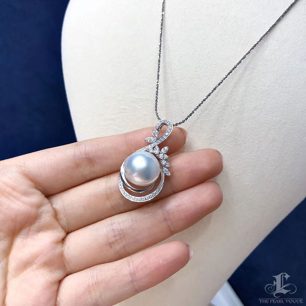 Miniatyrbild: Vine Symphony — Aurora Vine South Sea Pearl Diamond Pendant