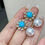 Miniaturbild: Caelmare — Transformable Turquoise Bloom 12–13mm South Sea Pearl Diamond Earring
