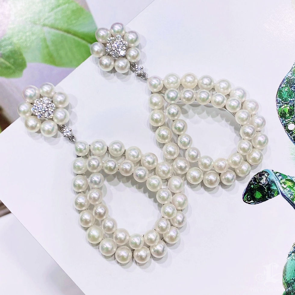 Thumbnail: Crown Radiance — Blooming Aurora Akoya Pearl Diamond Gala Earrings