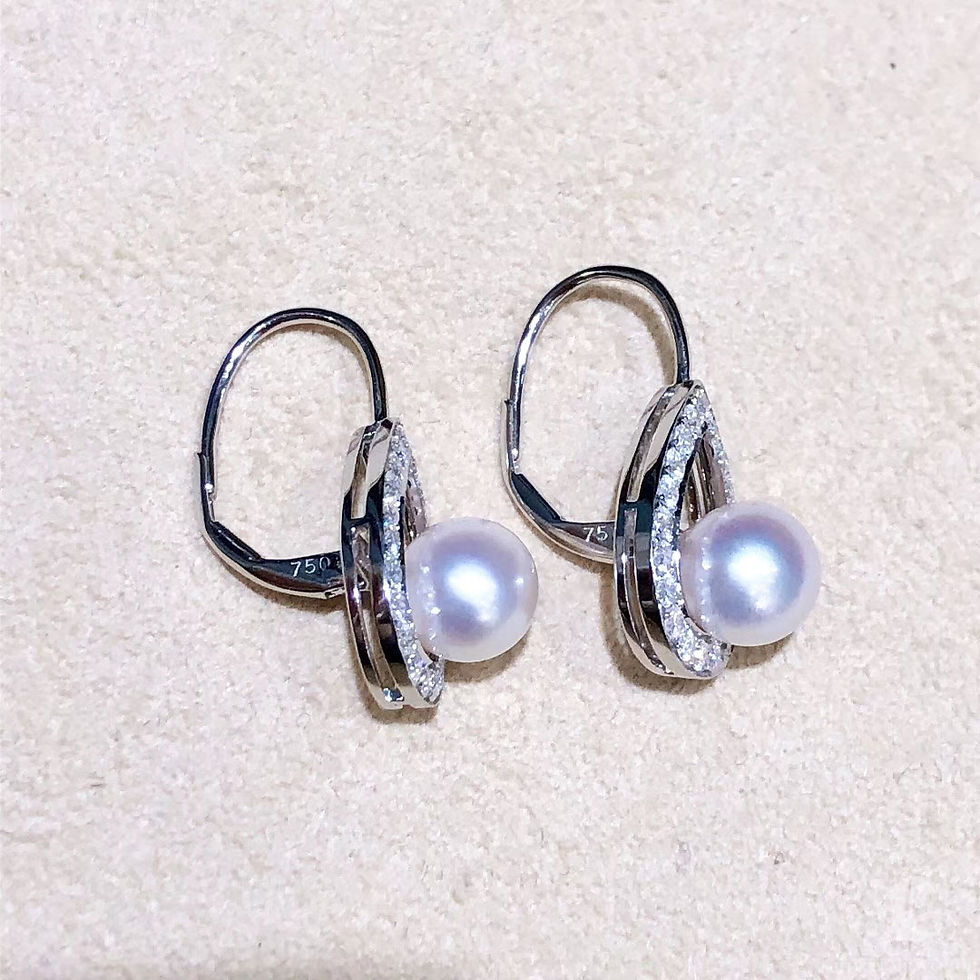 サムネイル： Lustre Arc — Aurora Akoya Pearl Diamond Teardrop Earrings