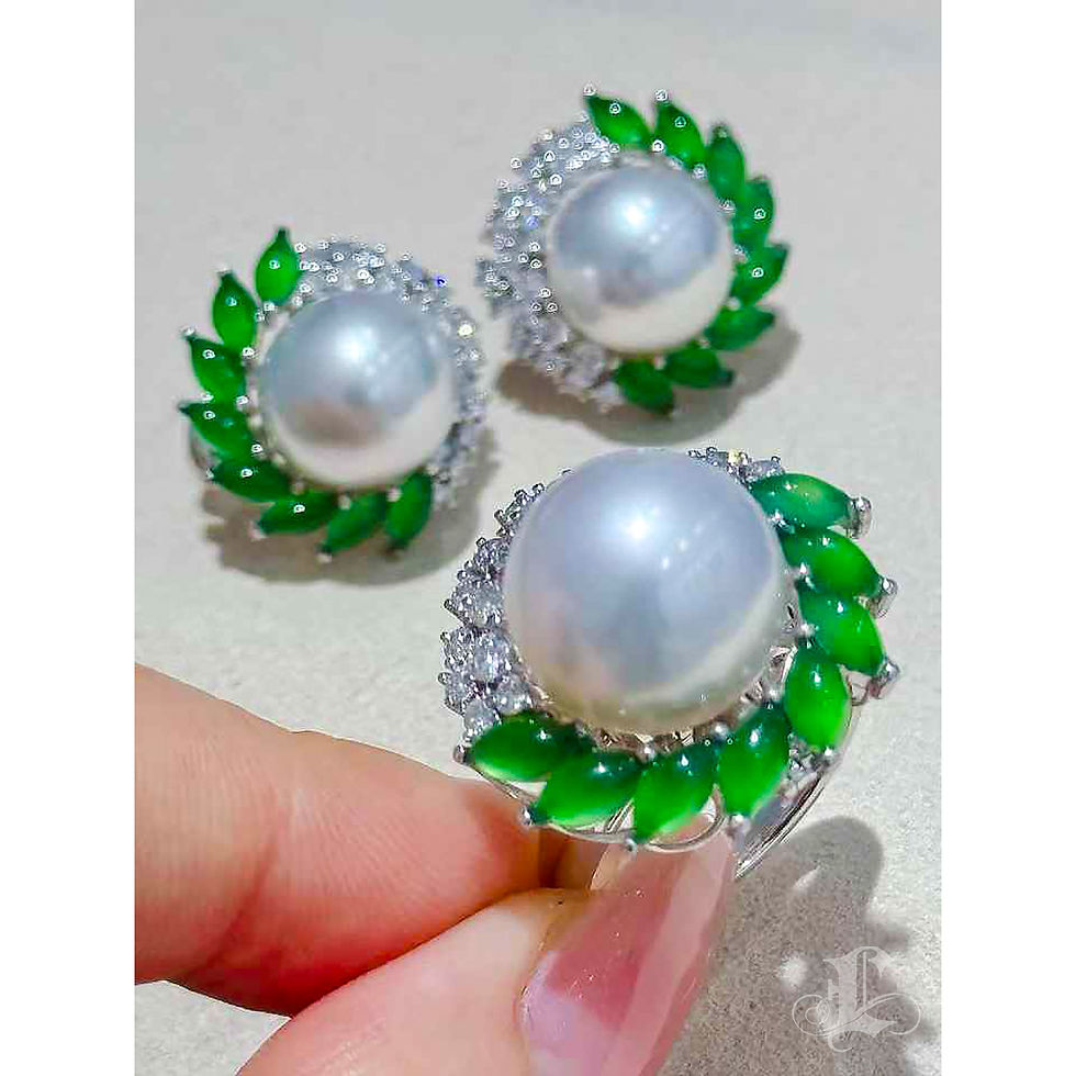 サムネイル： Jādora — Verdant Garden Pearl Jadeite Ring