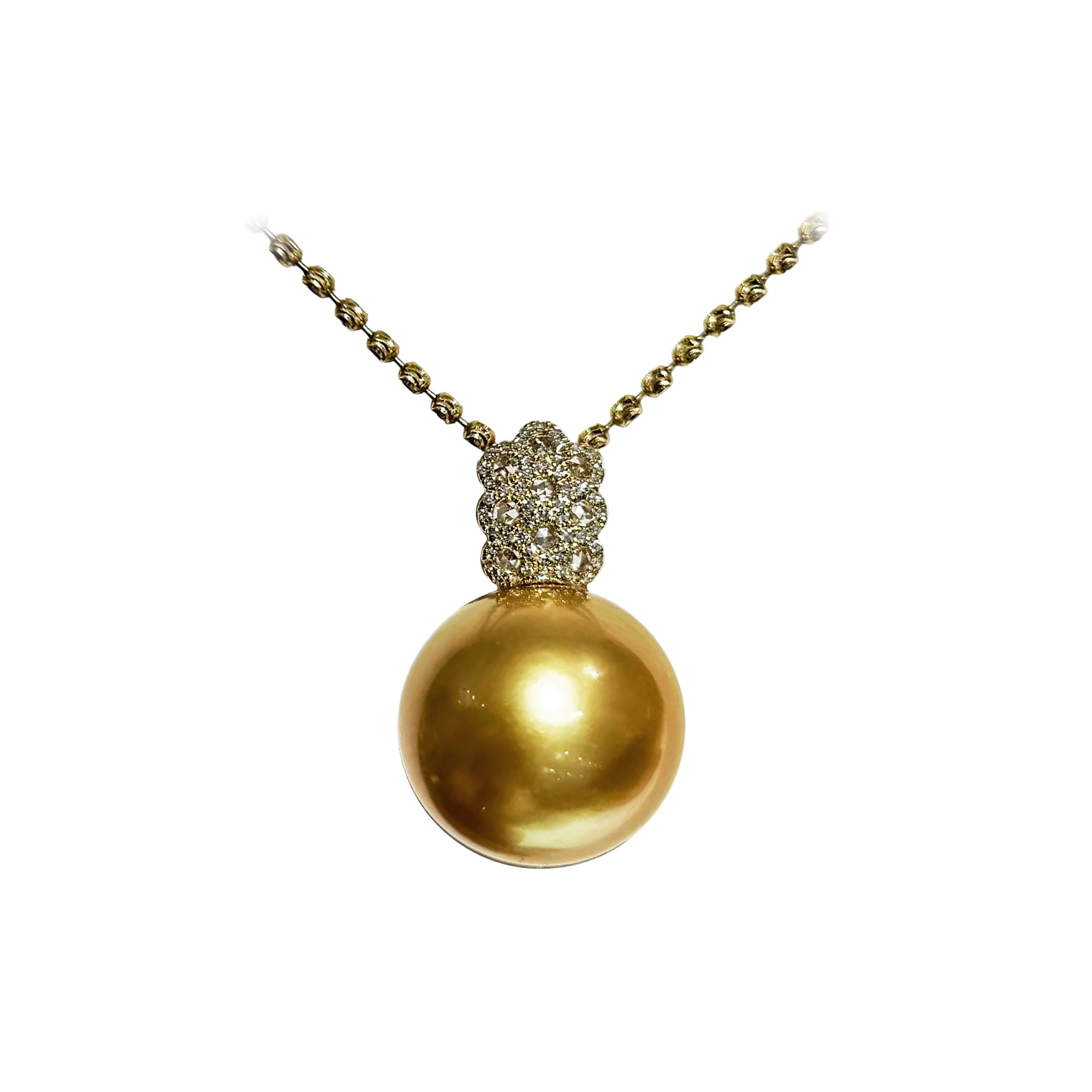 Crown Radiance — GIA Certified Golden South Sea Pearl Diamond Pendant