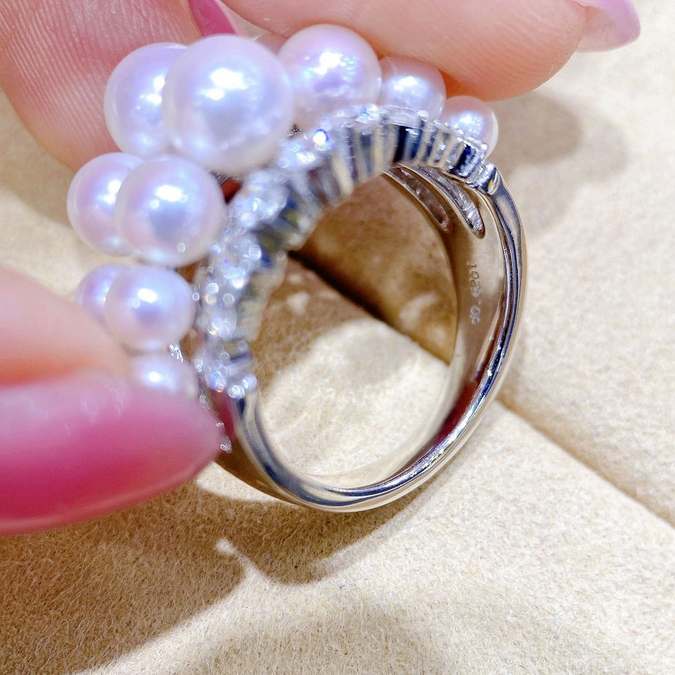 Прев'ю: Crown Radiance — Aurora Akoya Pearl & Diamond Ring, 18K White Gold