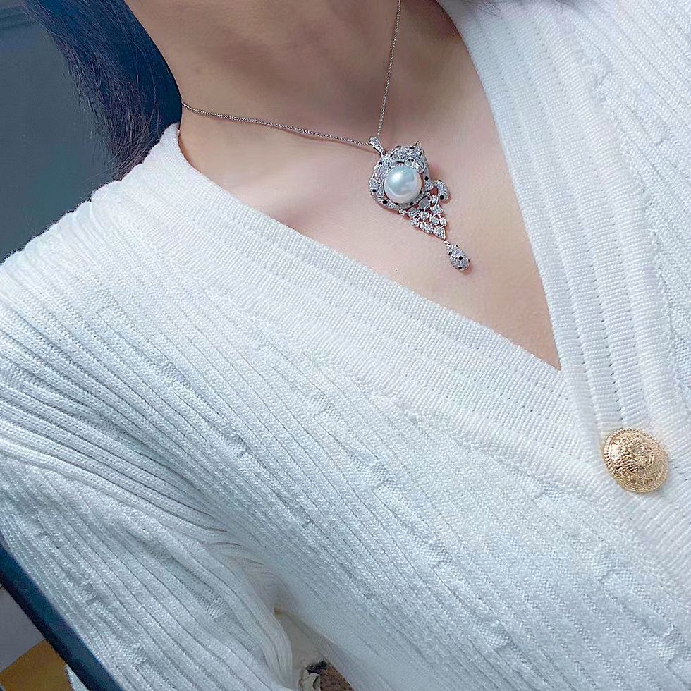 Miniatura: Crown Radiance — Panther South Sea Pearl Diamond Pendant