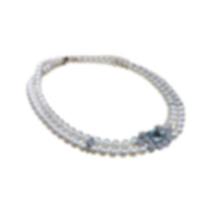 Crown Radiance —Ocean Akoya Pearl Double-Strand Necklace w/ Aquamarine & Diamond