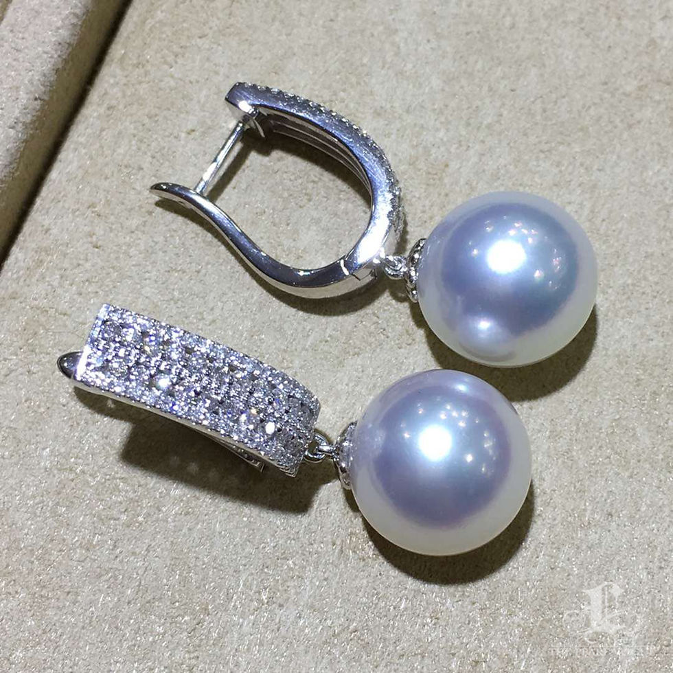 Miniature : Crown Radiance — AAAA 12–13mm South Sea Pearl Diamond Pavé Hoop Earrings