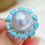 Miniatura: Caelmare — Ocean Bloom South Sea Pearl Turquoise Ring