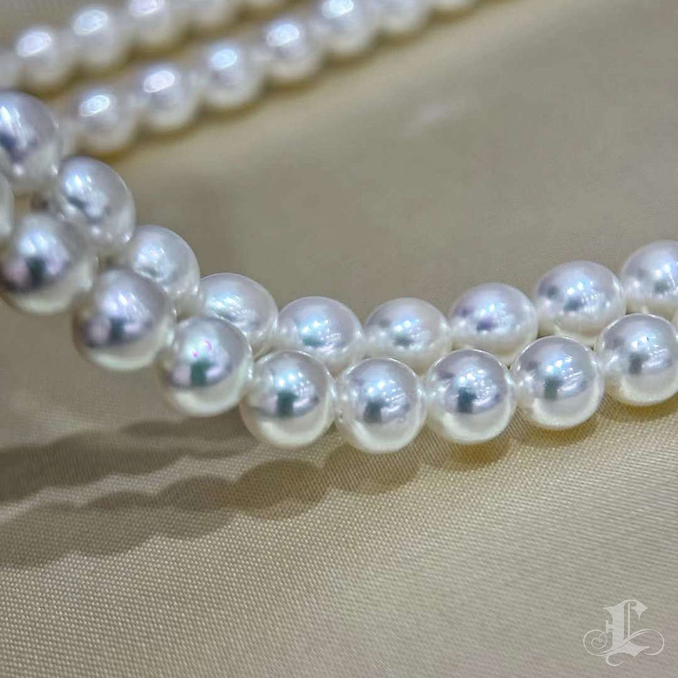 サムネイル： Crown Radiance — Diamond Bow Akoya Pearl Double Strand Necklace