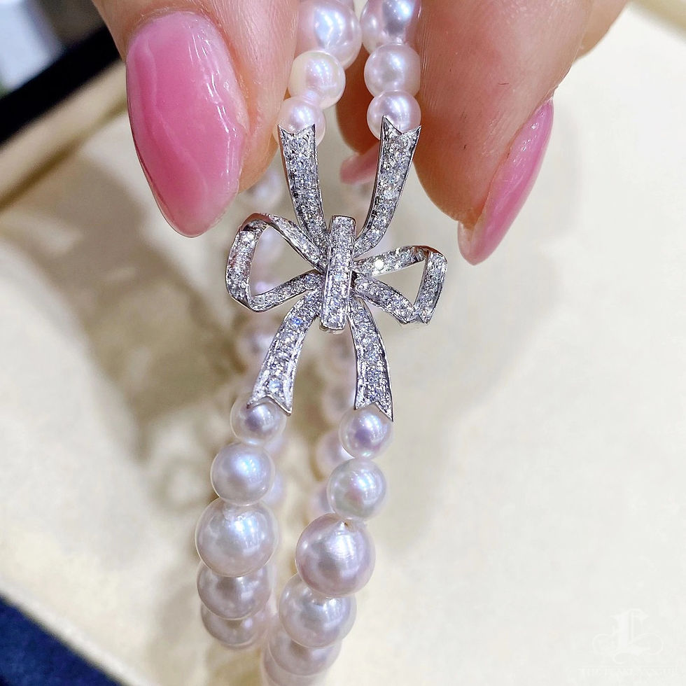 Miniaturbild: Vine Symphony — Akoya Pearl Bow Diamond Double Strand Bracelet