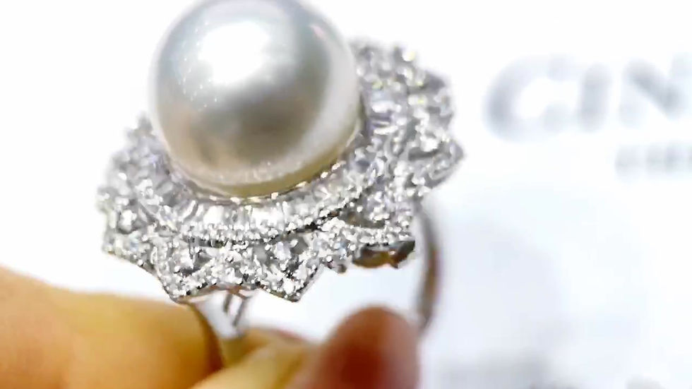 Miniatura: Crown Radiance — Transformable Diamond Halo South Sea Pearl Ring Pendant