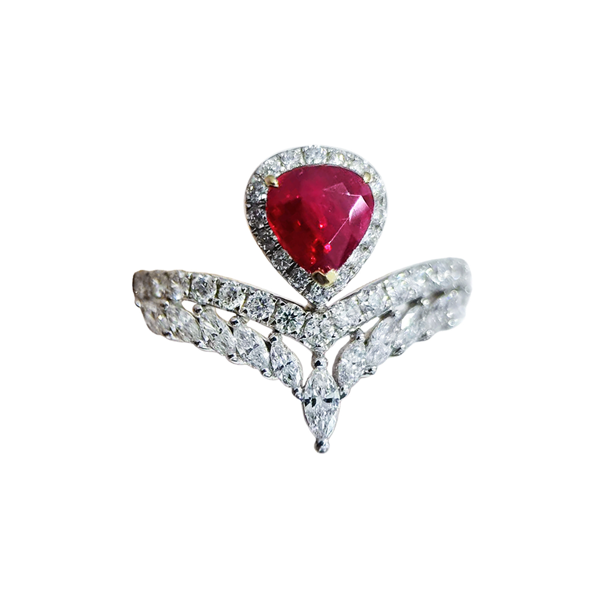 Énigma — AIGS Certified 1.04ct Crimson Bloom Pigeon Blood Ruby Crown Ring