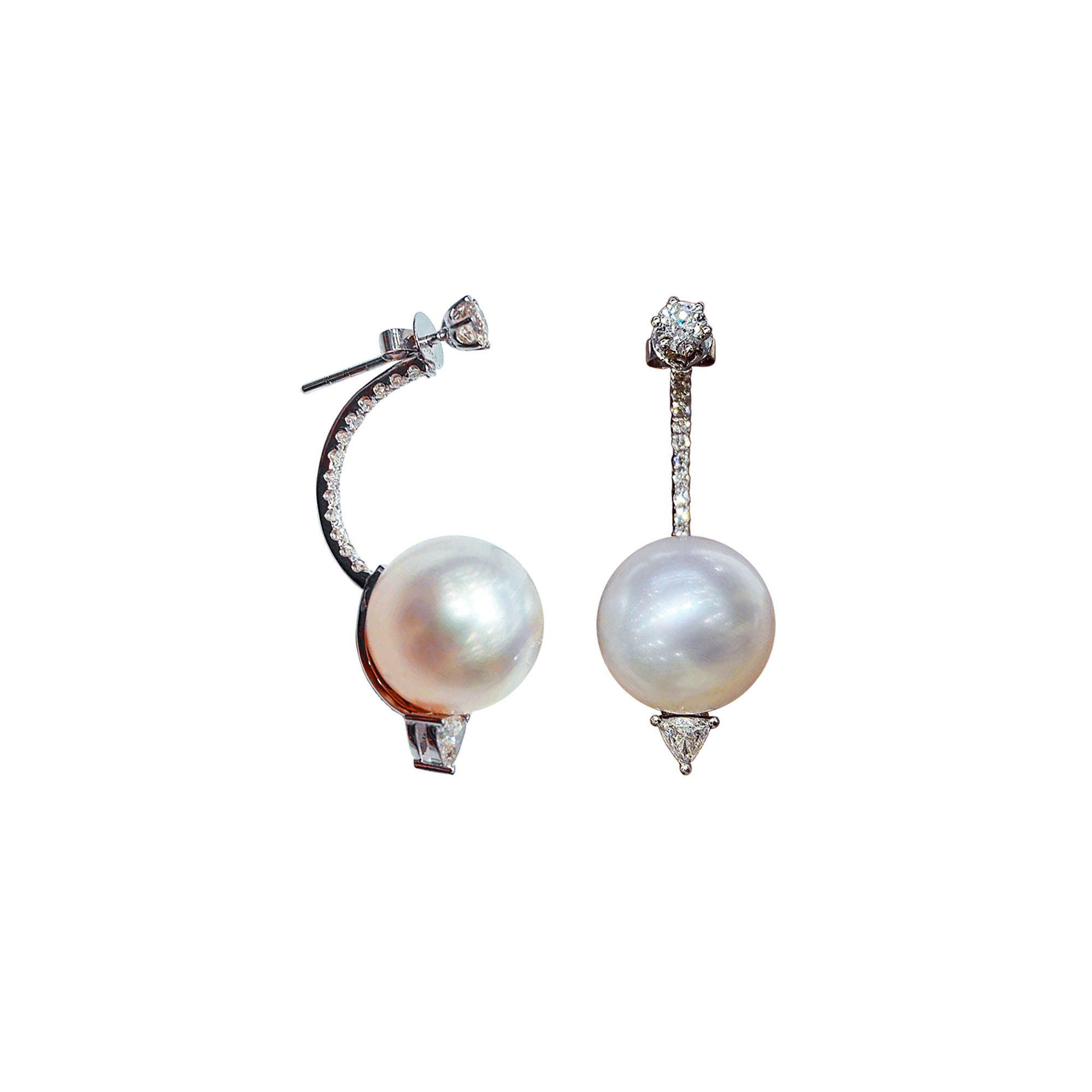 Sculpted Geometry — Aurora 12–13mm South Sea Pearl Diamond Earring Jackets