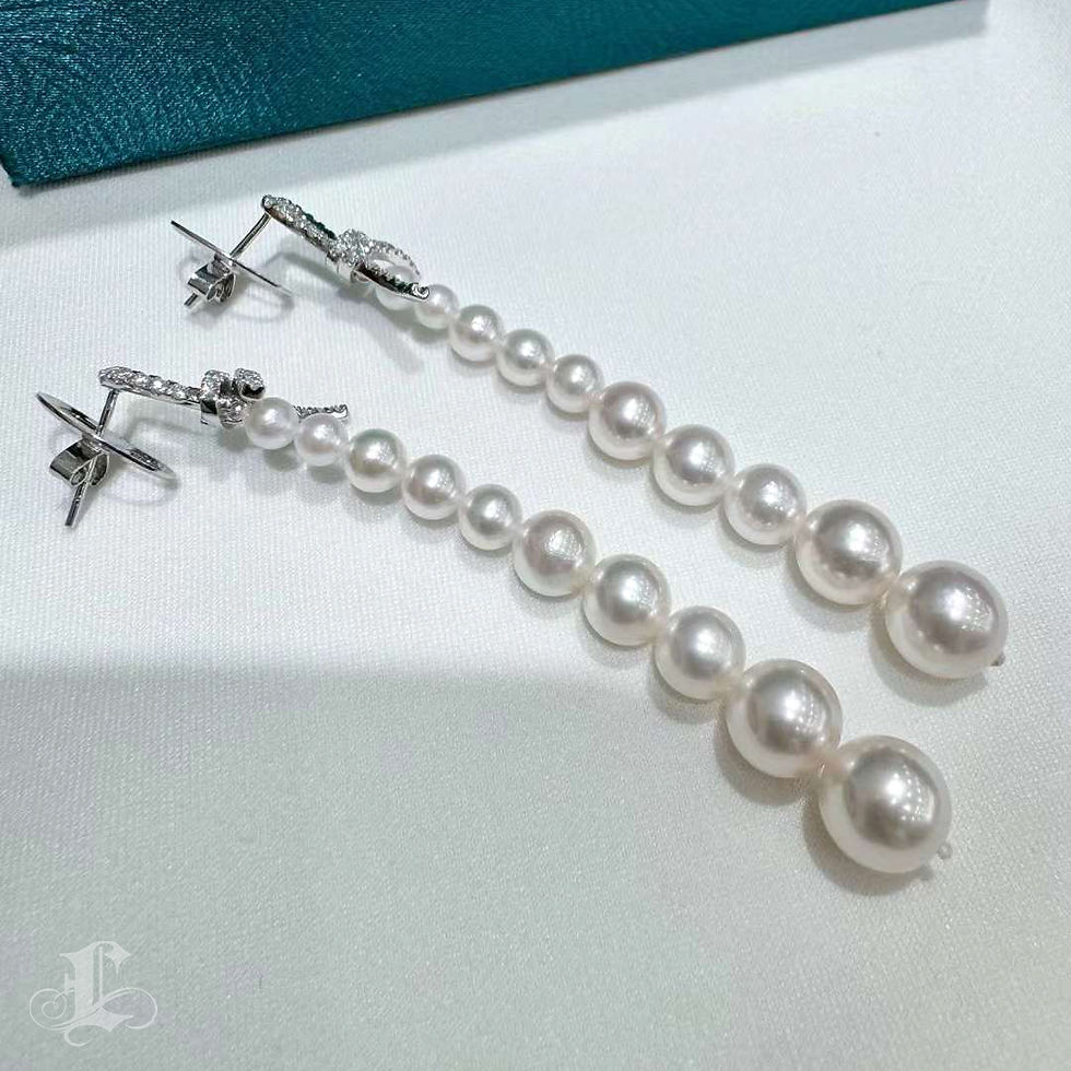 الصورة المصغرة: Lustre Arc — Akoya Pearl & Diamond Graduated Drop Earrings