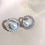 Miniatura: Sculpted Geometry – 0.55ct Diamond 18K White Gold Akoya Pearl Circle Earrings