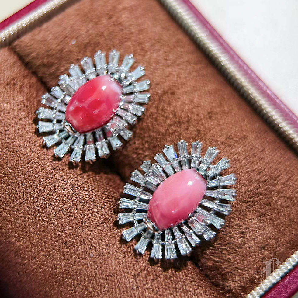 Miniatura: Conchéa — Conch Pearl and Diamond Sunburst Earrings in 18K White Gold — 6.35 ct