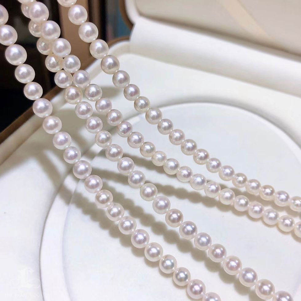 Thumbnail: Lustre Arc — Double Strand Akoya Pearl Necklace with Sapphire & Diamond Clasp