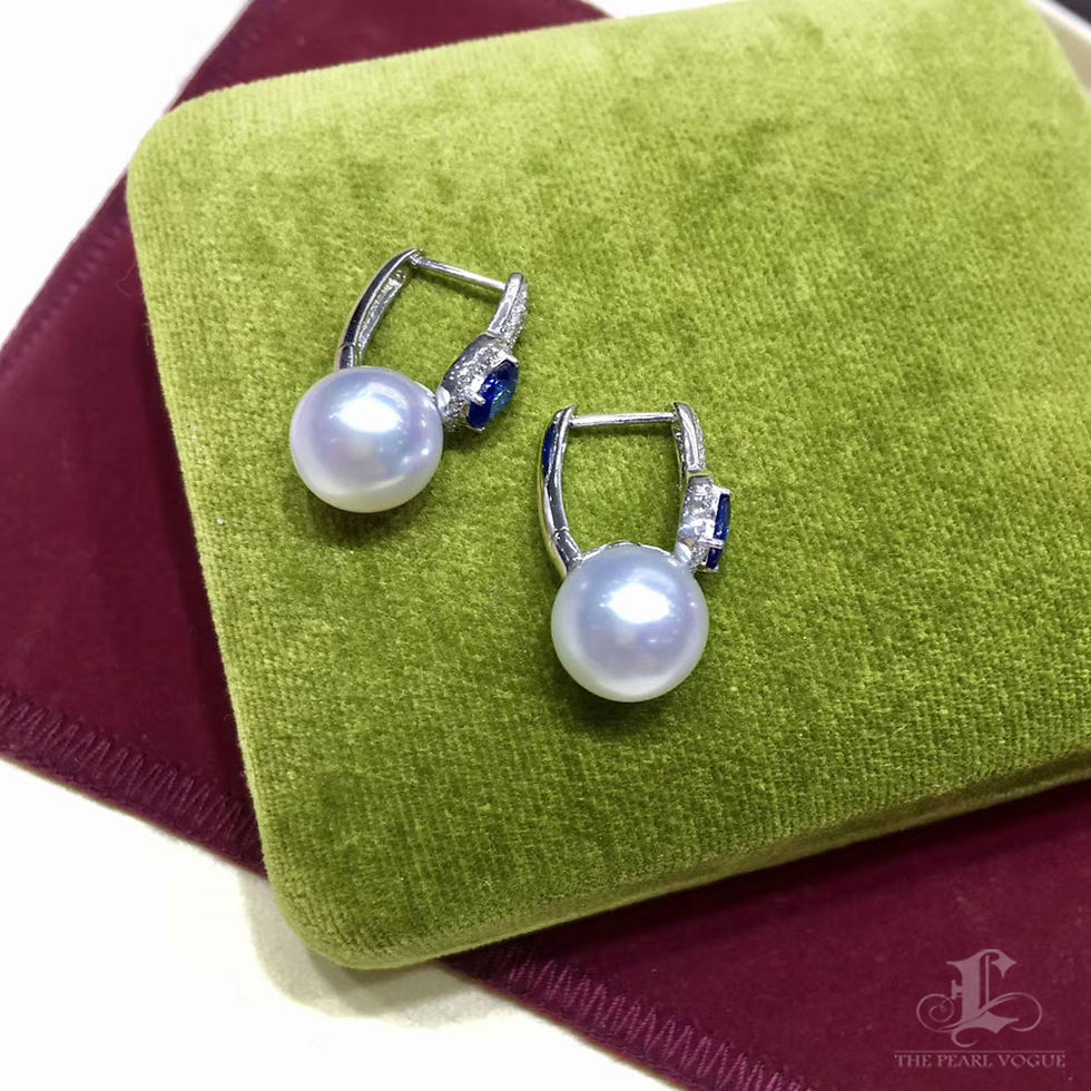 Miniaturbild: Crown Radiance — Sapphire & Diamond AAAA South Sea Pearl Earrings