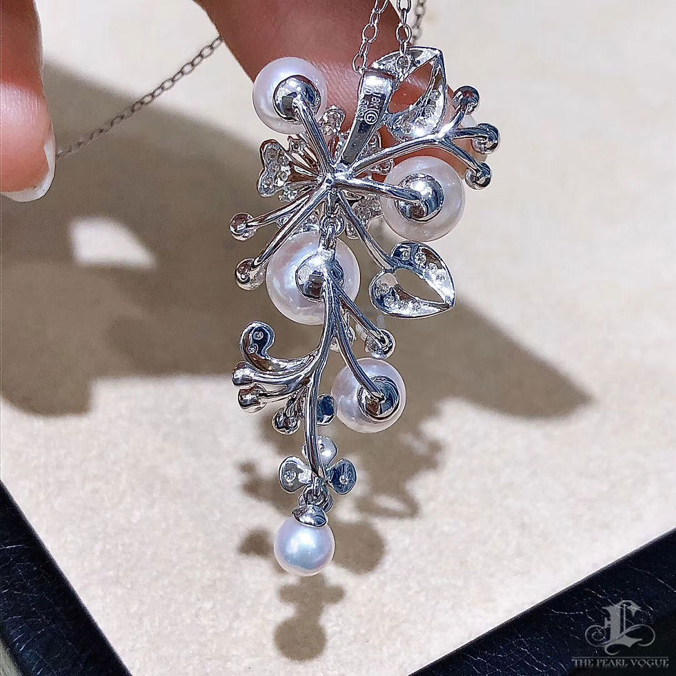 Miniaturbild: Vine Symphony — Blossom Cascade Convertible Akoya Pearl Diamond Pendant