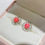 サムネイル： Conchéa — Deep Flamingo Conch Pearl & Diamond Halo Earstuds — 1.64 ct