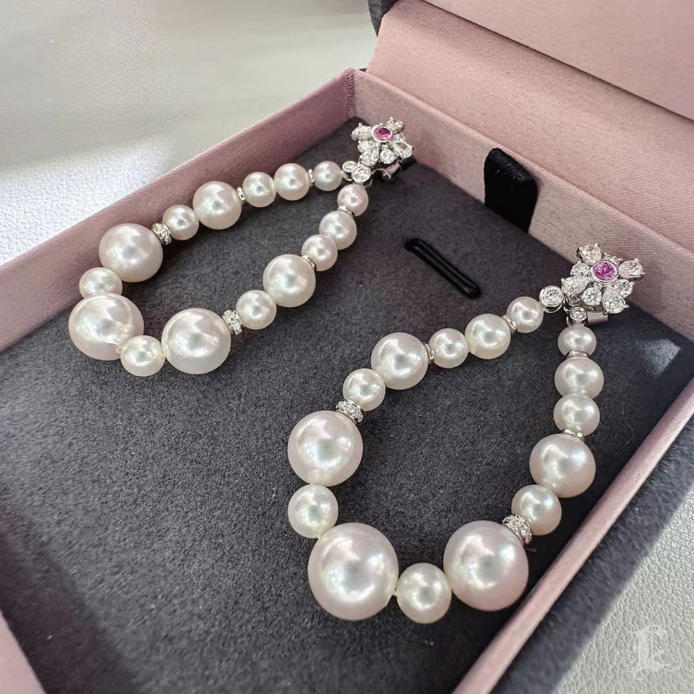 Miniaturbild: Crown Radiance — Akoya Pearl & Diamond Teardrop Earrings